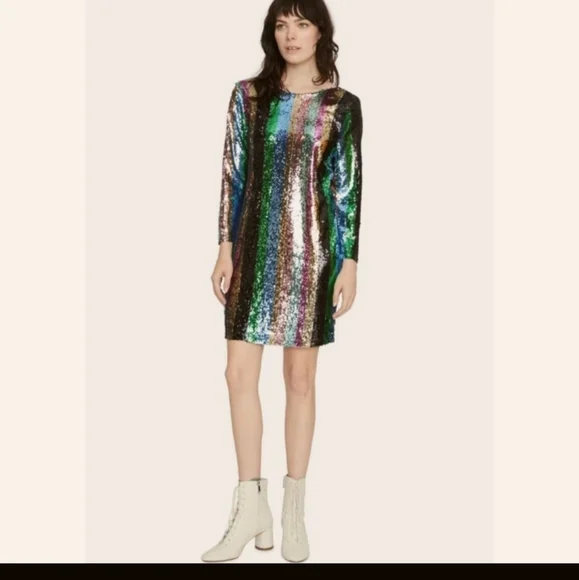 knee length dresses for ladies Plus Size Rainbow Sequin Dress main image 0